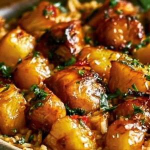 Delicious Chicken and Rice Pineapple recipe served in a bowl