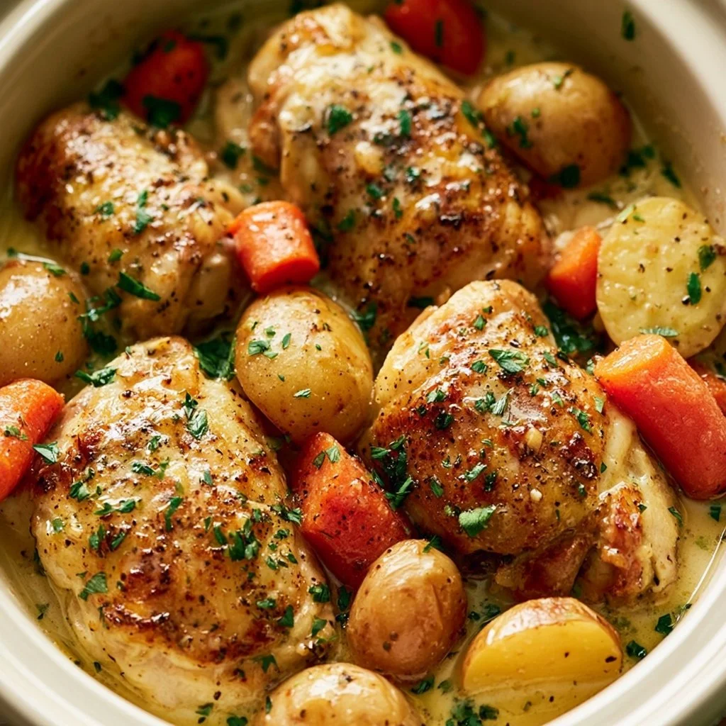 Delicious chicken crockpot garlic butter dish cooked until tender and flavorful.