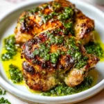 Delicious chimichurri chicken thighs garnished with fresh herbs
