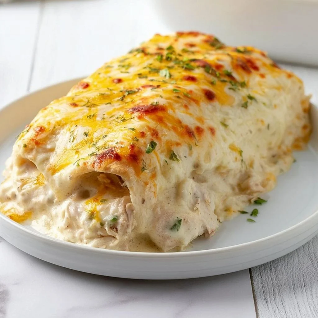 Creamy White Chicken Enchilada Casserole