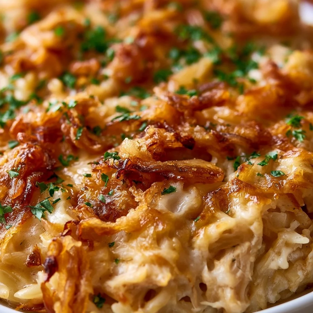 French Onion Chicken Casserole with Orzo 2 French Onion Chicken Orzo Casserole