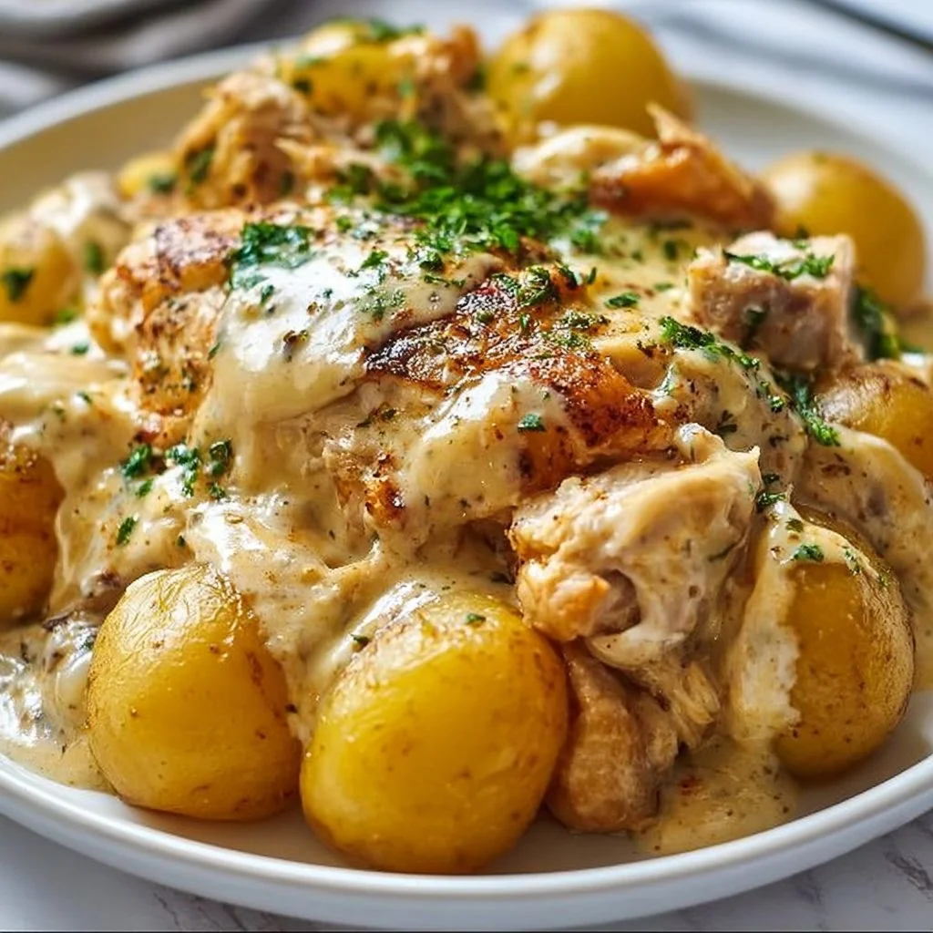 Slow Cooker Cheesy Ranch Chicken & Potatoes