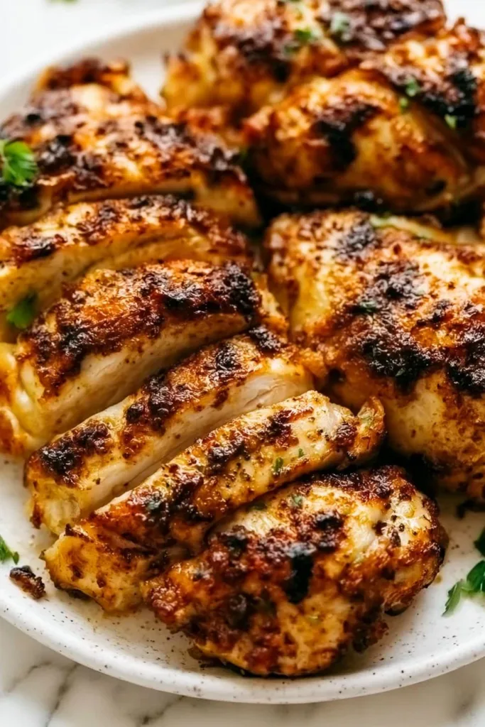 Crispy Air Fryer Chicken Thighs with herbs and spices