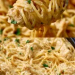 Delicious Angel Chicken cooked in a slow cooker with herbs and spices.
