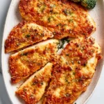 Delicious Baked Ranch Chicken served on a plate with fresh herbs.