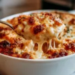 High protein Chicken Parmesan Casserole served in a dish