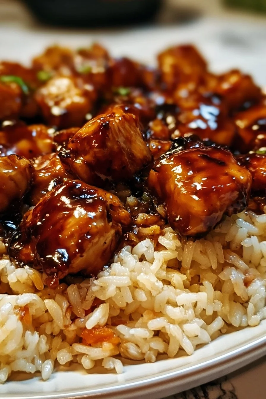 Chicken Rice Bowl with Honey BBQ Sauce 1 Honey BBQ Chicken Rice Bowl