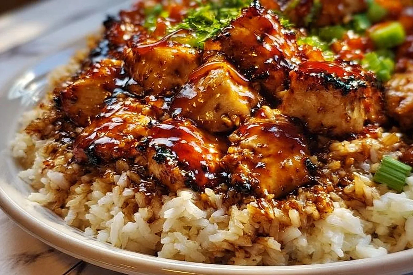 Chicken Rice Bowl with Honey BBQ Sauce 2 Honey BBQ Chicken Rice Bowl