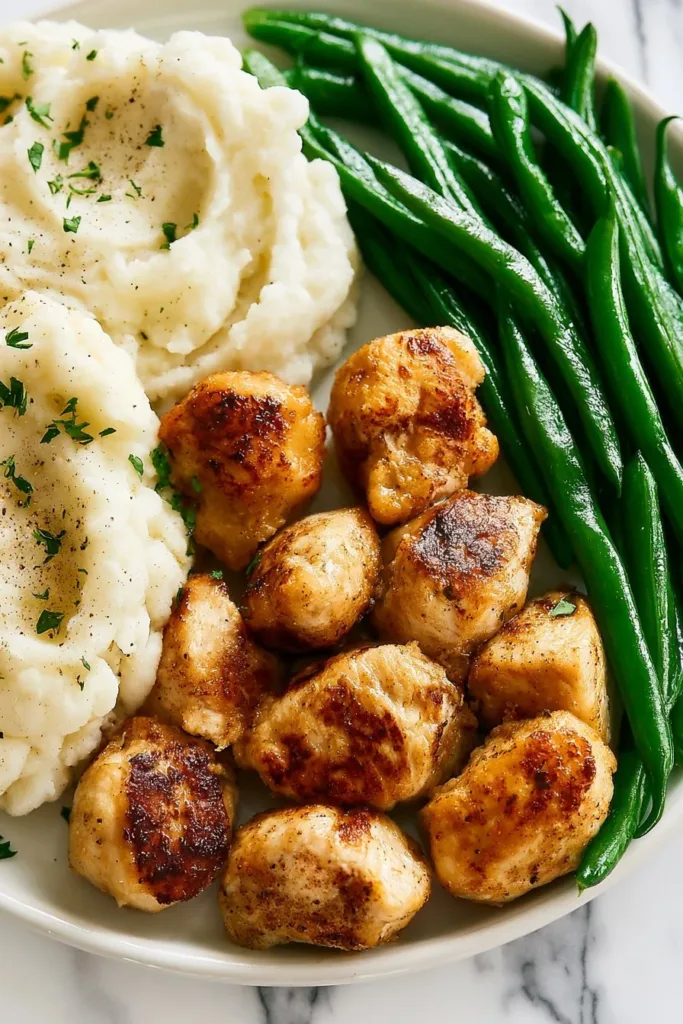 Creamy buttered chicken bites served with side dishes