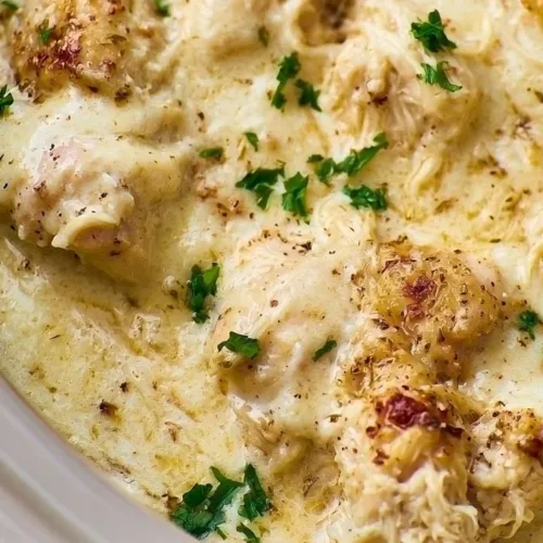 Crock Pot Angel Chicken Recipe 3 Delicious Crock Pot Angel Chicken dish ready to serve on a plate.