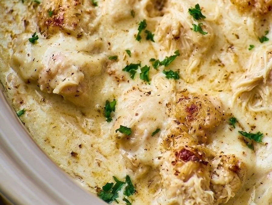 Delicious Crock Pot Angel Chicken dish ready to serve on a plate.