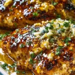Honey Feta Chicken dish served with vegetables on a plate