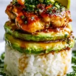 Honey Lime Chicken Rice Stack served with vibrant vegetables