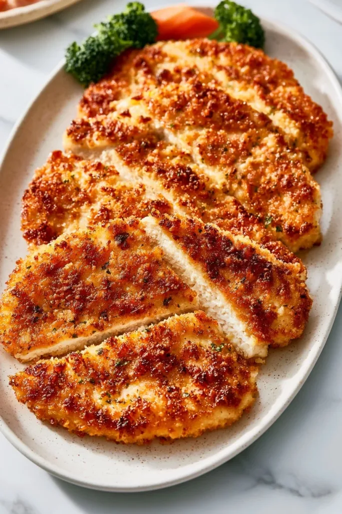 Baked Ranch Chicken served with vegetables on a plate