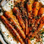 A plate of perfectly roasted carrots seasoned with herbs and spices