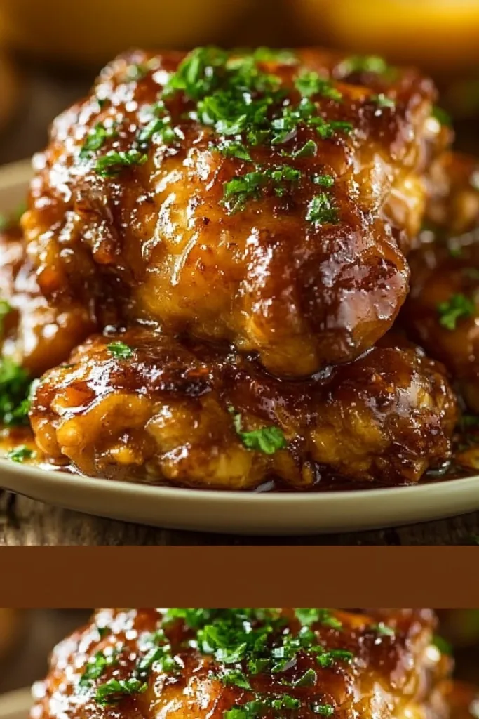 Tender and delicious slow cooker chicken thighs served with herbs