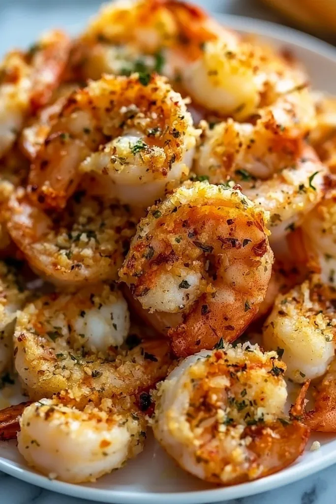 Delicious Air Fryer Garlic Butter Shrimp served on a plate