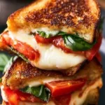 Delicious Caprese Grilled Cheese sandwich with fresh ingredients