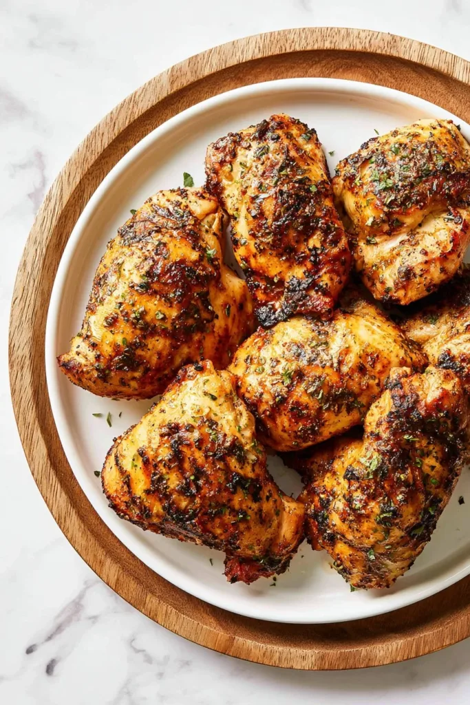 Oven baked chicken thighs seasoned and cooked to perfection