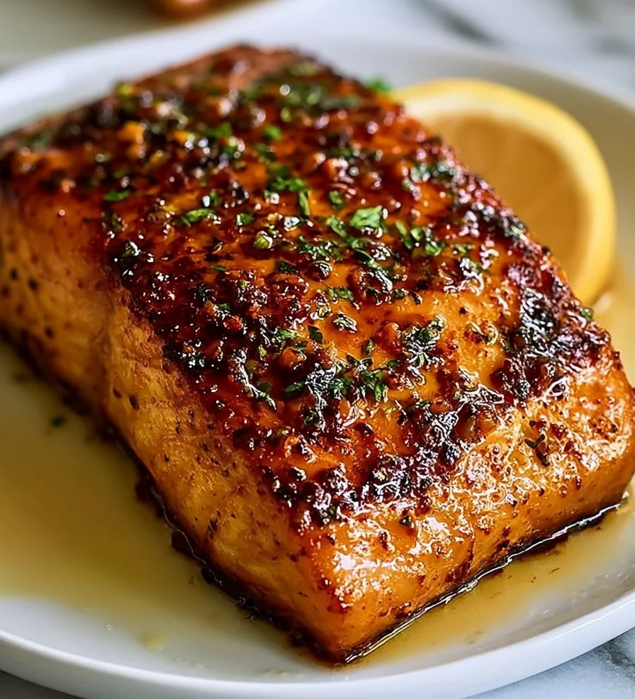 Delicious Salmon Cajun Honey Butter served on a plate.