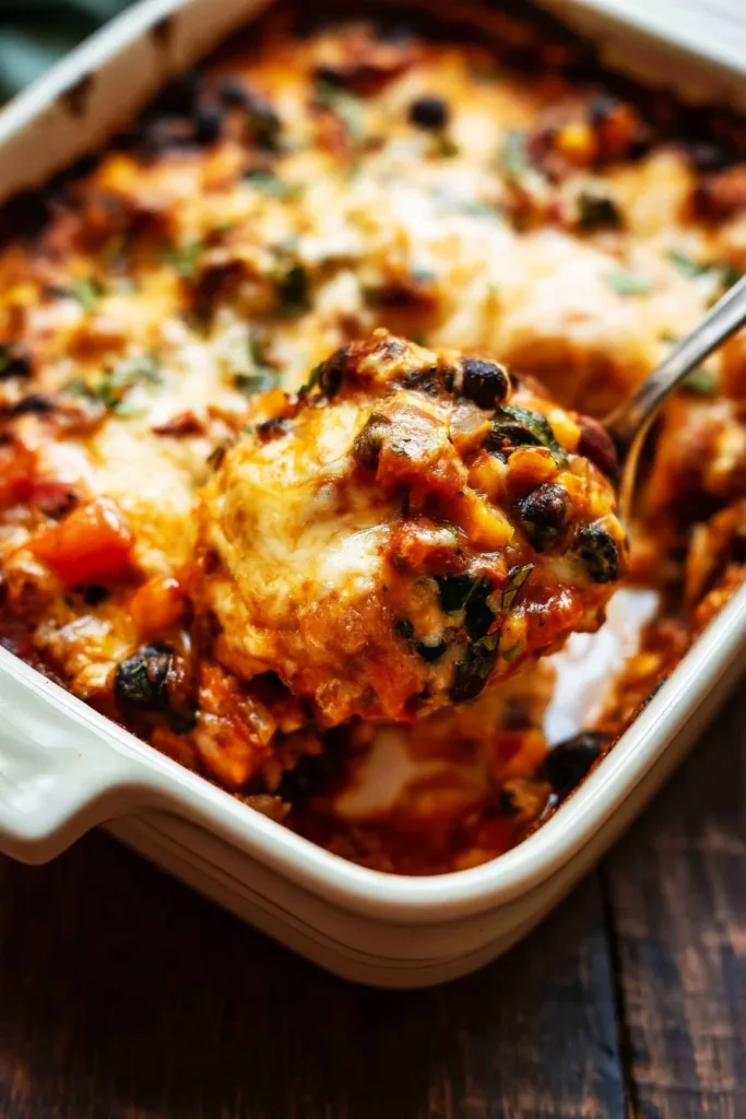 Plate of flavorful Southwestern baked chicken garnished with fresh herbs.